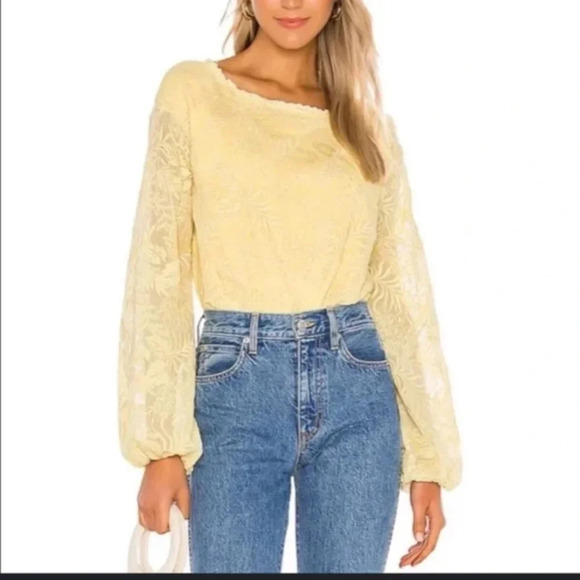 Tularosa yellow Tilly embroidered top M $150 spring boho revolve floral - Picture 2 of 7